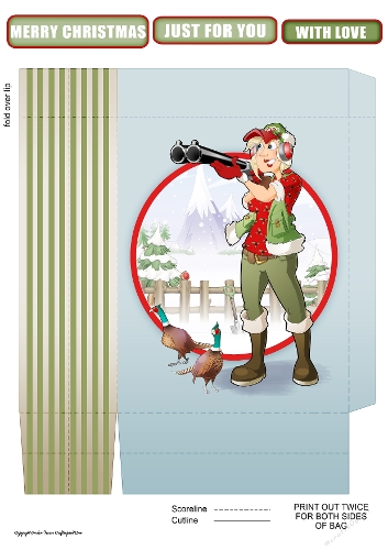 Christmas Clay Pheasant Shooting Dudess Mini Gift Bag