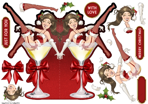 Mrs Claus Burlesque Dudess Shaped Card