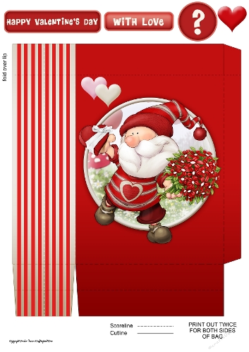 Valentines Day Gnome 2 Mini Gift Bag
