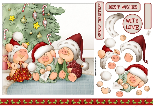 Three Little Pigs Christmas 7x7 Quick Card