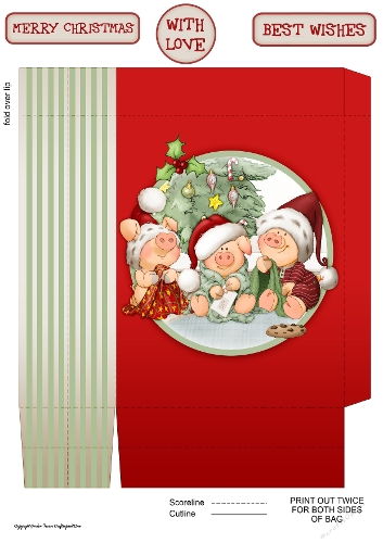 Three Little Pigs Christmas Mini Gift Bag