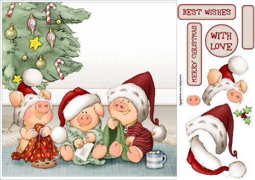 Three Little Pigs Christmas 8x8 Quick Card