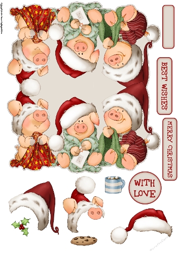 Three Little Pigs Christmas Shaped Card