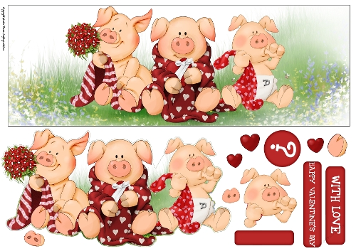 Three Little Pigs Valentines Day Large Horizontal DL