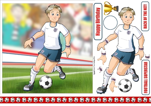 Young Footballer Dude White, Red and Blue 7x7 Quick Card