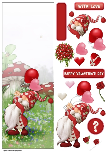 Valentines Day Gnome 3 Large Vertical DL