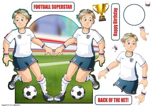 Young Footballer Dude White, Red and Blue Shaped Card