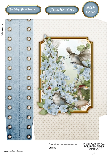 Long Tailed Blue with Blossom Blue Mini Gift Bag