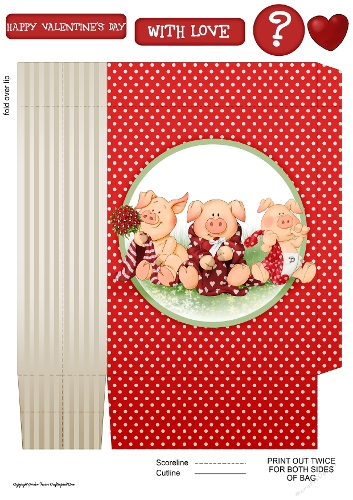 Three Little Pigs Valentines Day Mini Gift Bag