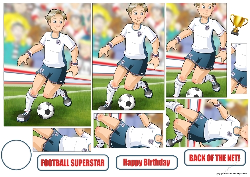 Young Footballer Dude White, Red and Blue Pyramid