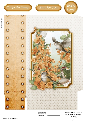 Long Tailed Blue with Blossom Gold Mini Gift Bag