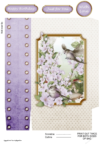 Long Tailed Blue with Blossom Lilac Mini Gift Bag