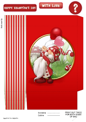 Valentines Day Gnome 3 Mini Gift Bag