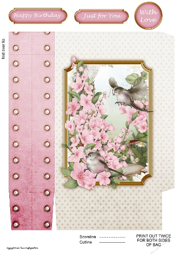 Long Tailed Blue with Blossom Pink Mini Gift Bag