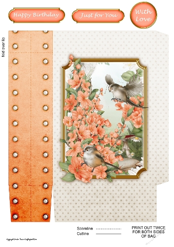 Long Tailed Blue with Blossom Peach Mini Gift Bag