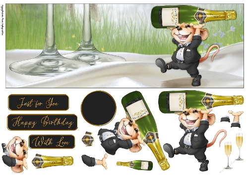 Mr Champagne Mouse Black Large Horizontal DL