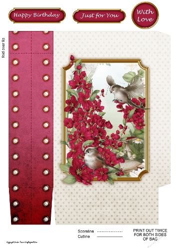 Long Tailed Blue with Blossom Dark Pink Mini Gift Bag