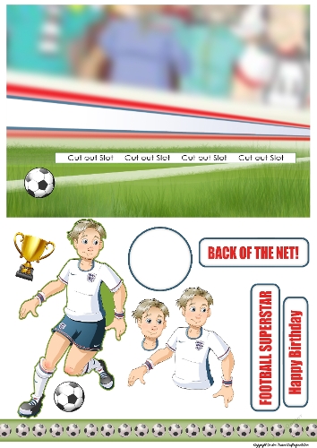 Young Footballer Dude White, Red and Blue Slider