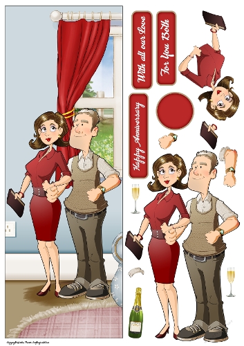 Happy Anniversary Couple Large Vertical DL