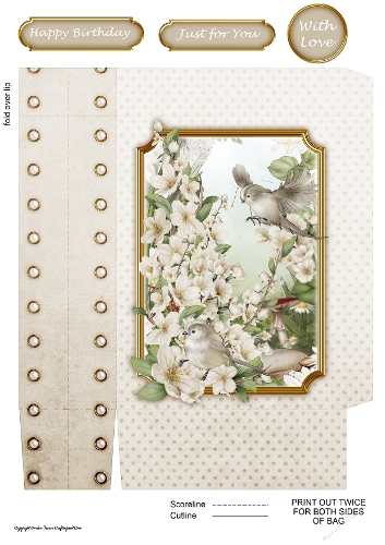 Long Tailed Blue with Blossom Cream Mini Gift Bag