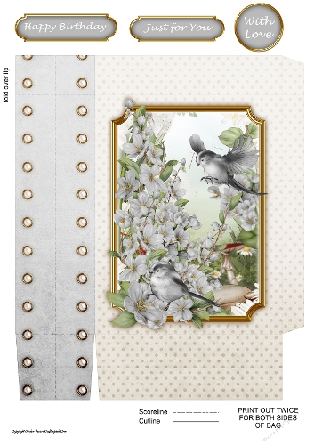 Long Tailed Blue with Blossom Silver Mini Gift Bag