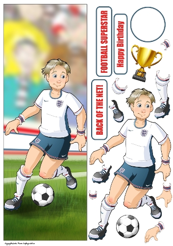 Young Footballer Dude White, Red and Blue Large Vertical DL