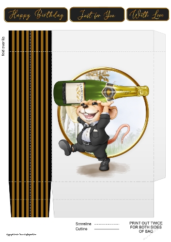 Mr Champagne Mouse Black Mini Gift Bag