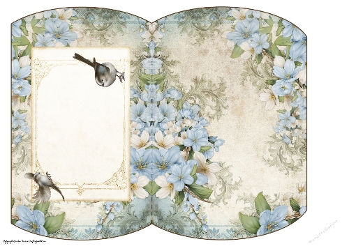 Long Tailed Bird with Blossom Blue Mini Pillow Box