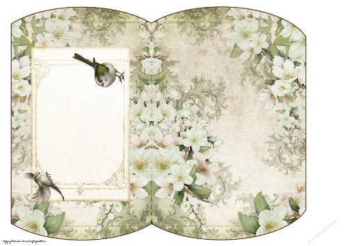 Long Tailed Bird with Blossom Green Mini Pillow Box