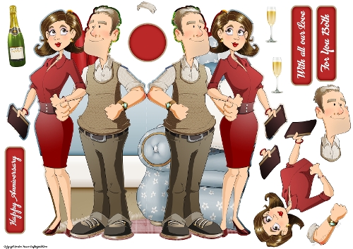 Happy Anniversary Couple Shaped Card