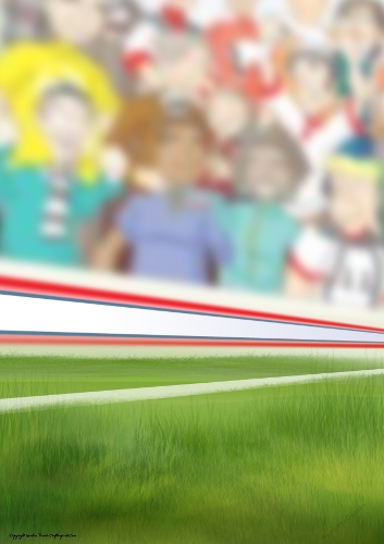 Football Dude Red, White and Blue Pitch Scene