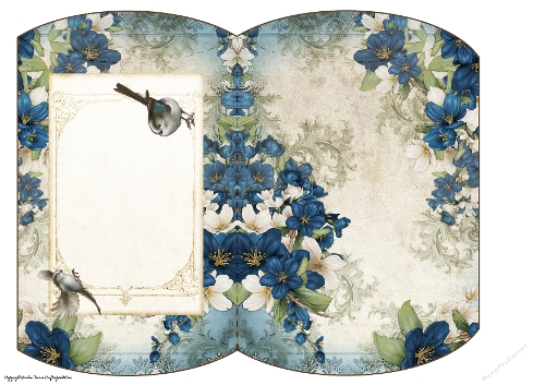 Long Tailed Bird with Blossom Dark Blue Mini Pillow Box