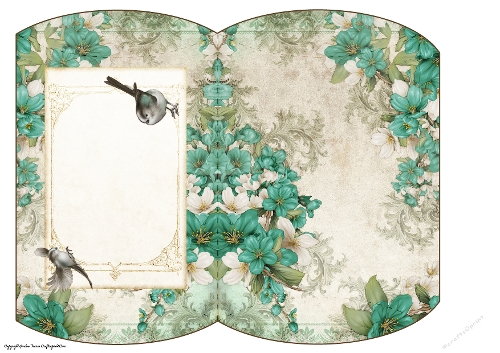 Long Tailed Bird with Blossom Aqua Mini Pillow Box
