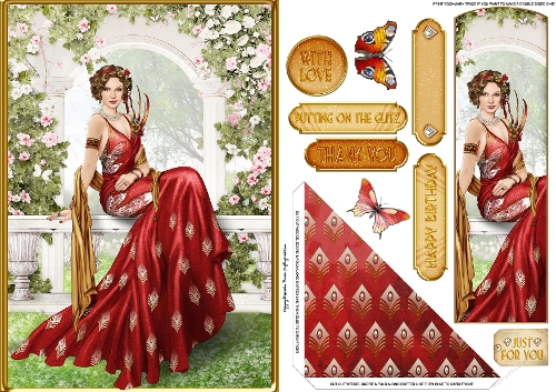 Art Deco Lola Bookmark Card Red
