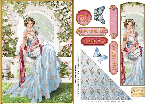 Art Deco Lola Bookmark Card Blue