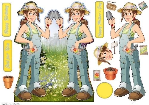 Gardening Dudess 5 Shaped Card