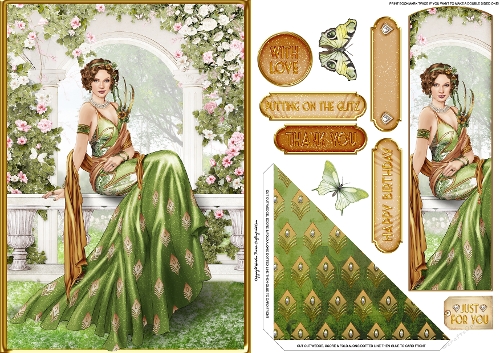 Art Deco Lola Bookmark Card Green