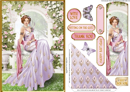 Art Deco Lola Bookmark Card Lilac