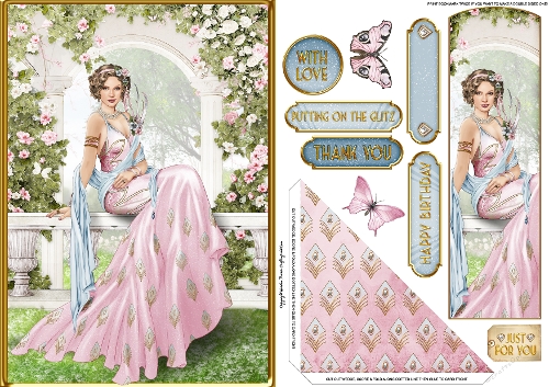 Art Deco Lola Bookmark Card Pink