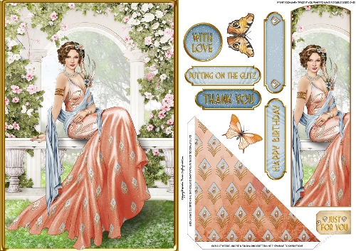 Art Deco Lola Bookmark Card Peach