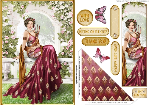 Art Deco Lola Bookmark Card Dark Pink