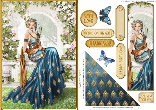 Art Deco Lola Bookmark Card Dark Blue