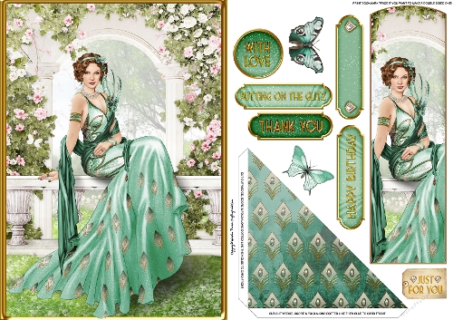 Art Deco Lola Bookmark Card Aqua