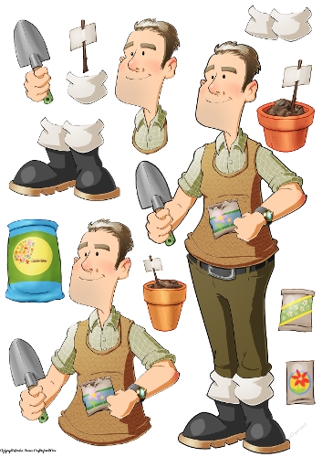 Gardening Dude 4 Decoupage Sheet