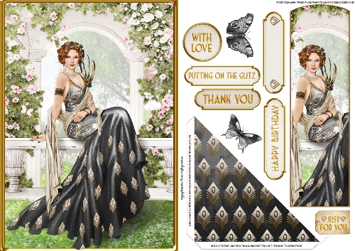 Art Deco Lola Bookmark Card Black
