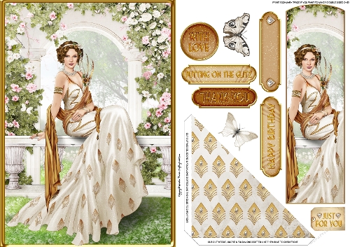 Art Deco Lola Bookmark Card Cream