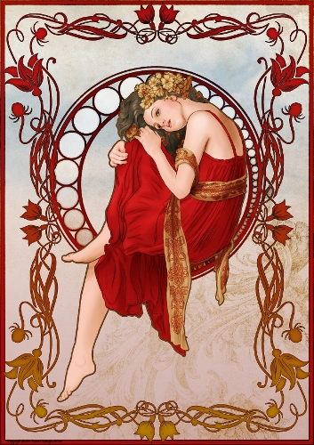 Art Nouveau Delphine A4 Red