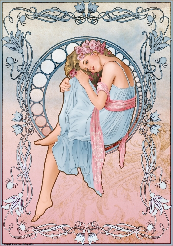 Art Nouveau Delphine A4 Blue