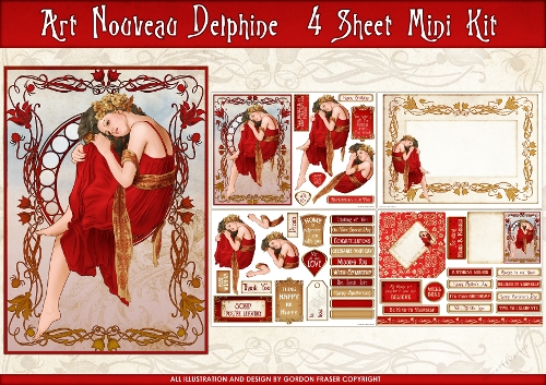Art Nouveau Delphine 4 Sheet Mini Kit Red