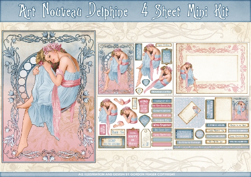 Art Nouveau Delphine 4 Sheet Mini Kit Blue